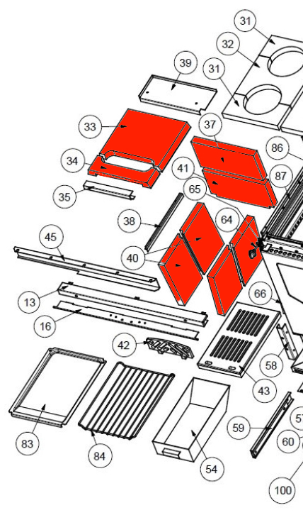 Wamsler W2-90 okładzina komory paleniskowej Wamsler W2-90 okładzina komory paleniskowej