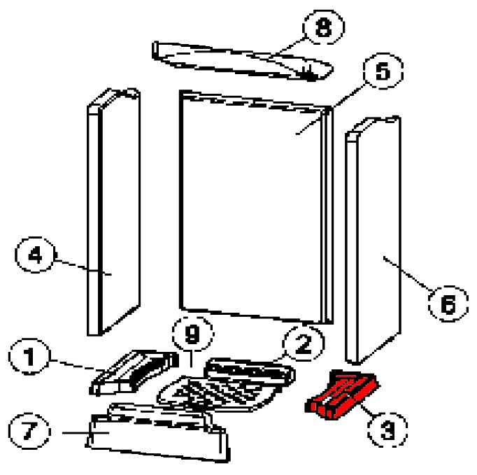 Austroflamm Yan Xtra Bodenstein rechts Explosionszeichnung Austroflamm Yan Xtra Bodenstein rechts Explosionszeichnung