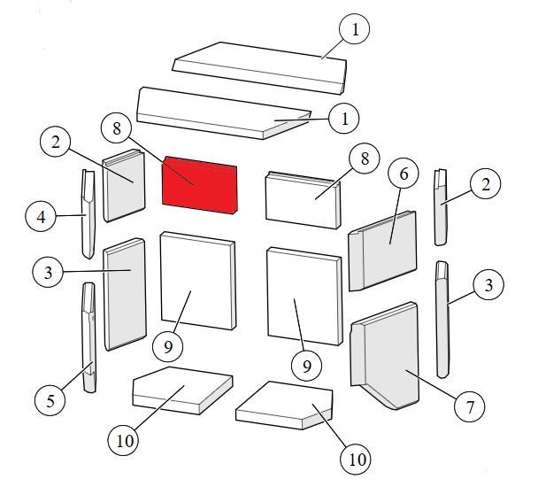 Lotus M4 pierre de plaque arrière gauche haut B Lotus M4 pierre de plaque arrière gauche haut B
