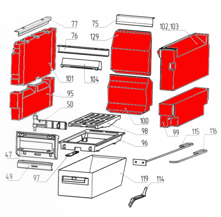 Wamsler K128F Feuerraumauskleidung B Brennraumauskleidung Wamsler K128F Feuerraumauskleidung B Brennraumauskleidung