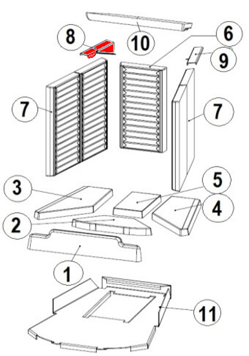 Austroflamm Kadmus 550/450 fixation gauche déflecteur C Austroflamm Kadmus 550/450 fixation gauche déflecteur C