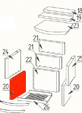 Fireplace Barcelona Seitenstein links unten Brennraumstein Fireplace Barcelona Seitenstein links unten Brennraumstein