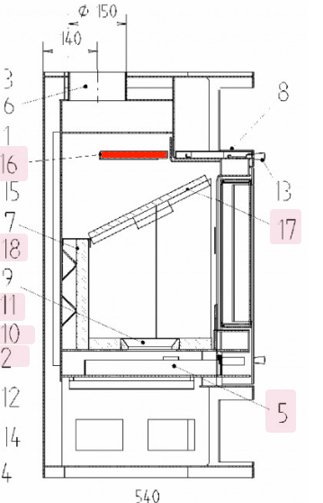 Haas-Sohn Lahti 250.17 røgvenderplade oven