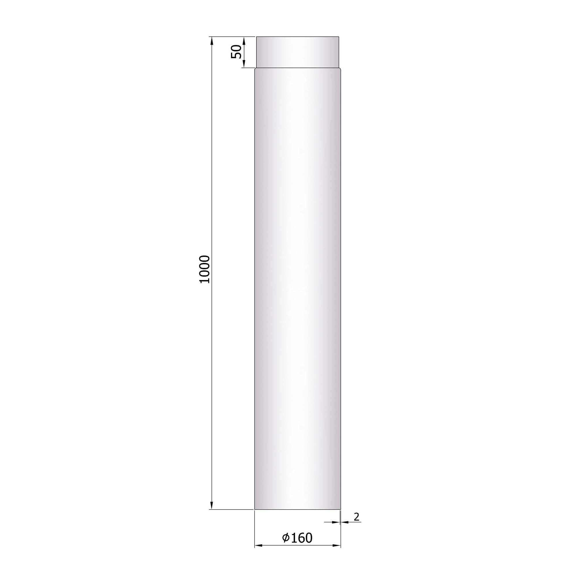 Rauchrohr Stahl 1000 mm unlackiert SM26-150