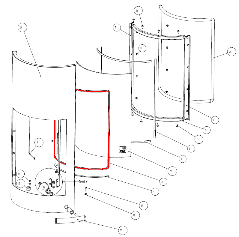Austroflamm Pi-Ko pakning glas midten