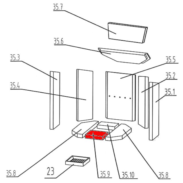 Oranier Kiruna 4 Bodenstein vorne B Vermiculitestein Oranier Kiruna 4 Bodenstein vorne B Vermiculitestein