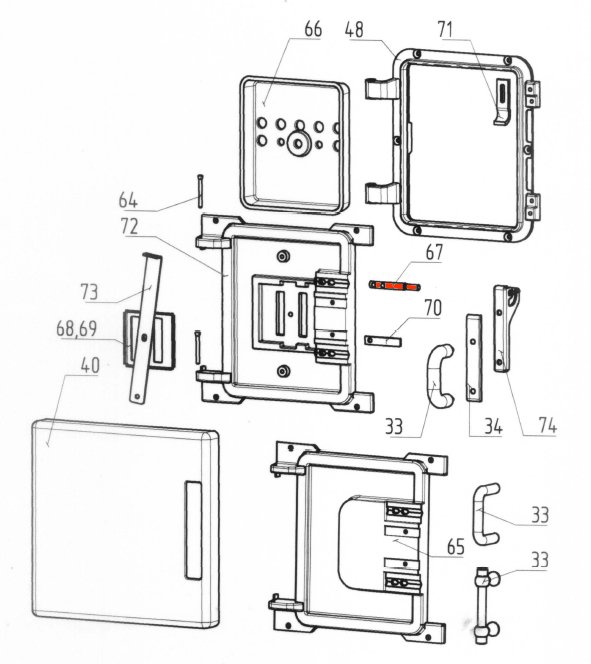 Wamsler K128 asse impugnatura sportello Wamsler K128 asse impugnatura sportello