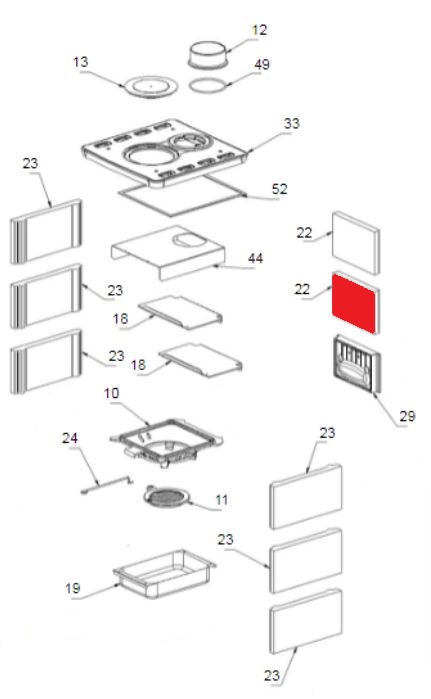 La Nordica Tea Rückwandstein mittig Schamottestein La Nordica Tea Rückwandstein mittig Schamottestein