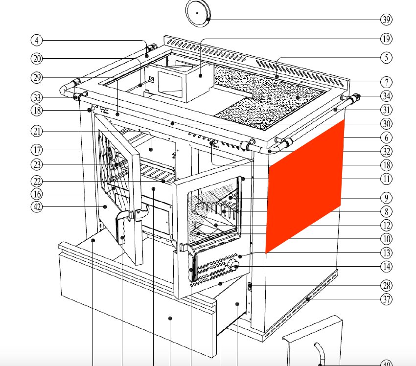 Wamsler K135F/A pietra laterale a sinistra B