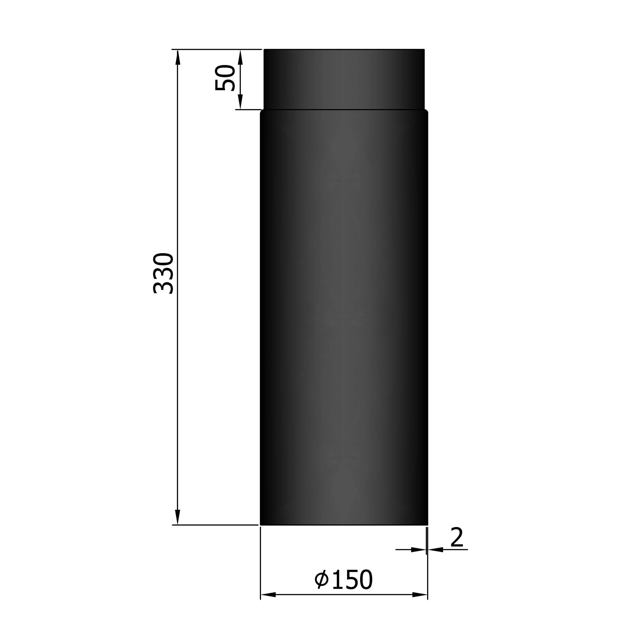 Rauchrohr Stahl 330 mm schwarz SM13-114.1