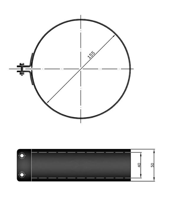 Rohrschelle für Rauchrohr Stahl schwarz mit Dichtung SM13-882.1