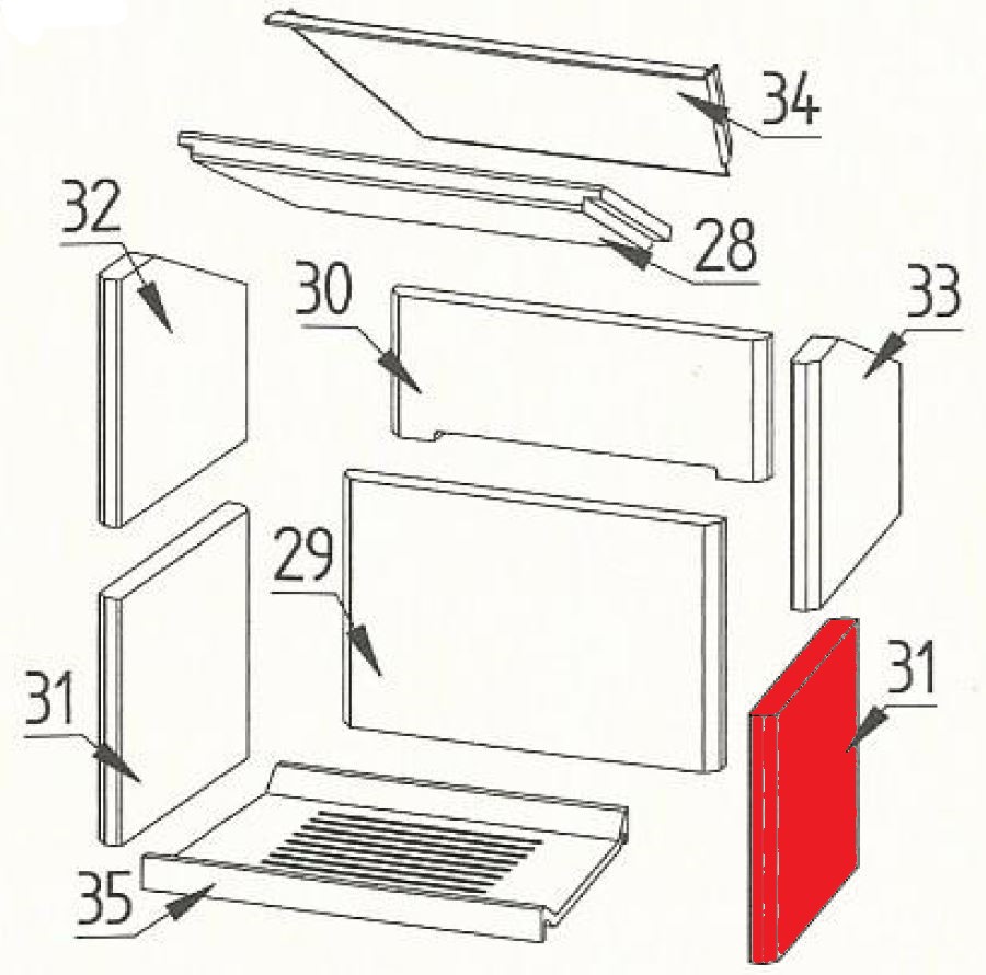 Fireplace Laguna cegła boczna z prawej strony na dole