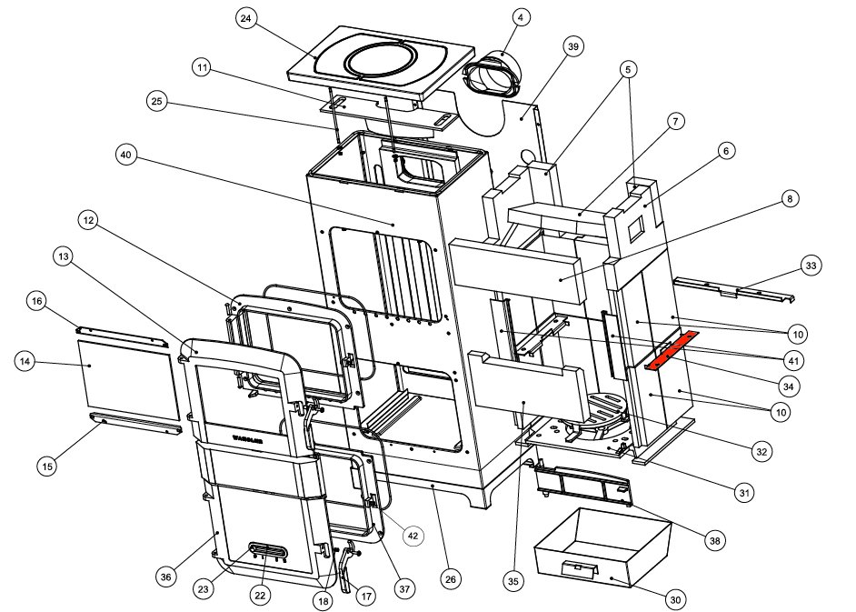 Wamsler type 10985 RH 8F fixation droit pierre de plaque latérale Wamsler type 10985 RH 8F fixation droit pierre de plaque latérale