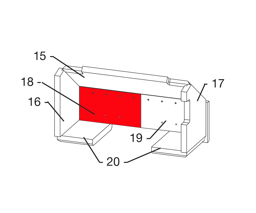 Heta Inspire 55H Rückwandstein links Explosionszeichnung Heta Inspire 55H Rückwandstein links Explosionszeichnung