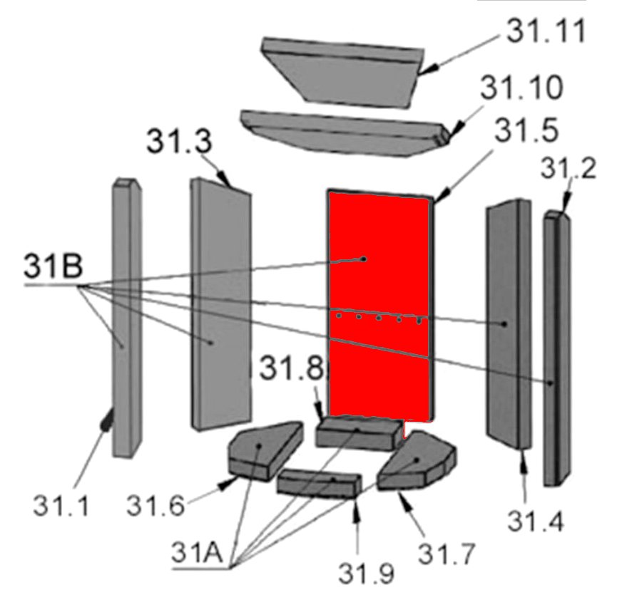 Oranier Pori Type 5545 Achterste muur steen C Oranier Pori Type 5545 Achterste muur steen C