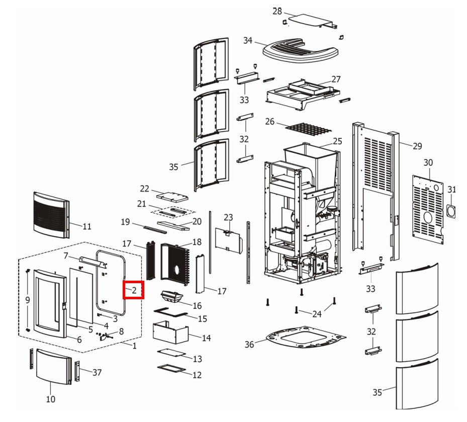MCZ CLUB 2.0 AIR dørpakning MCZ CLUB 2.0 AIR dørpakning