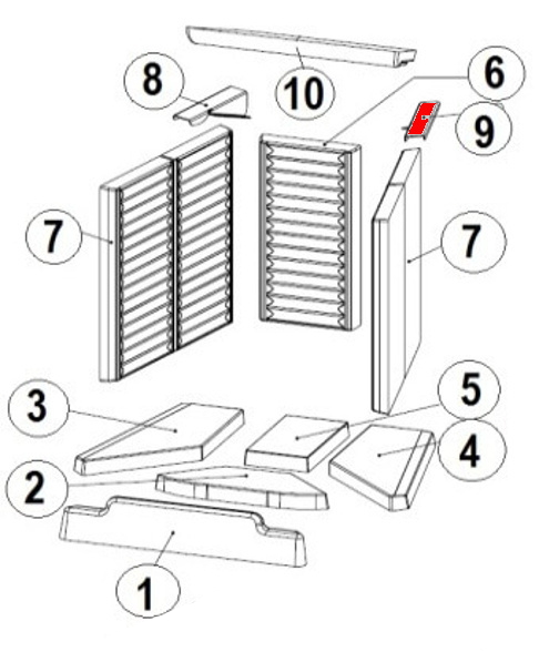 Austroflamm 65x57 K fixation droit déflecteur Austroflamm 65x57 K fixation droit déflecteur