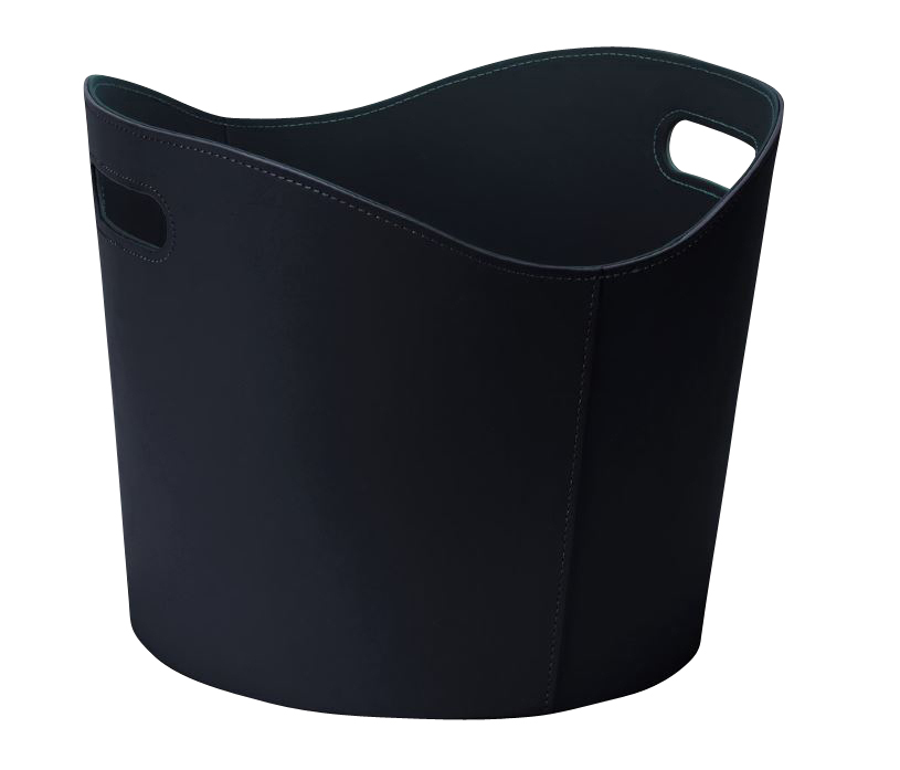 Termatech Holzkorb Leder rund Ø 39 x 31 cm schwarz