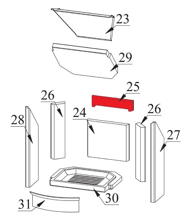 Fireplace Zanzibar Rückwandstein oben Vermiculitestein Fireplace Zanzibar Rückwandstein oben Vermiculitestein