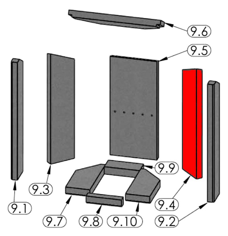 Justus Seeland Seitenstein rechts hinten Explosionszeichnung Justus Seeland Seitenstein rechts hinten Explosionszeichnung