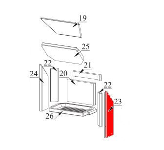 Fireplace Adelaide cegła boczna z prawej strony z przodu