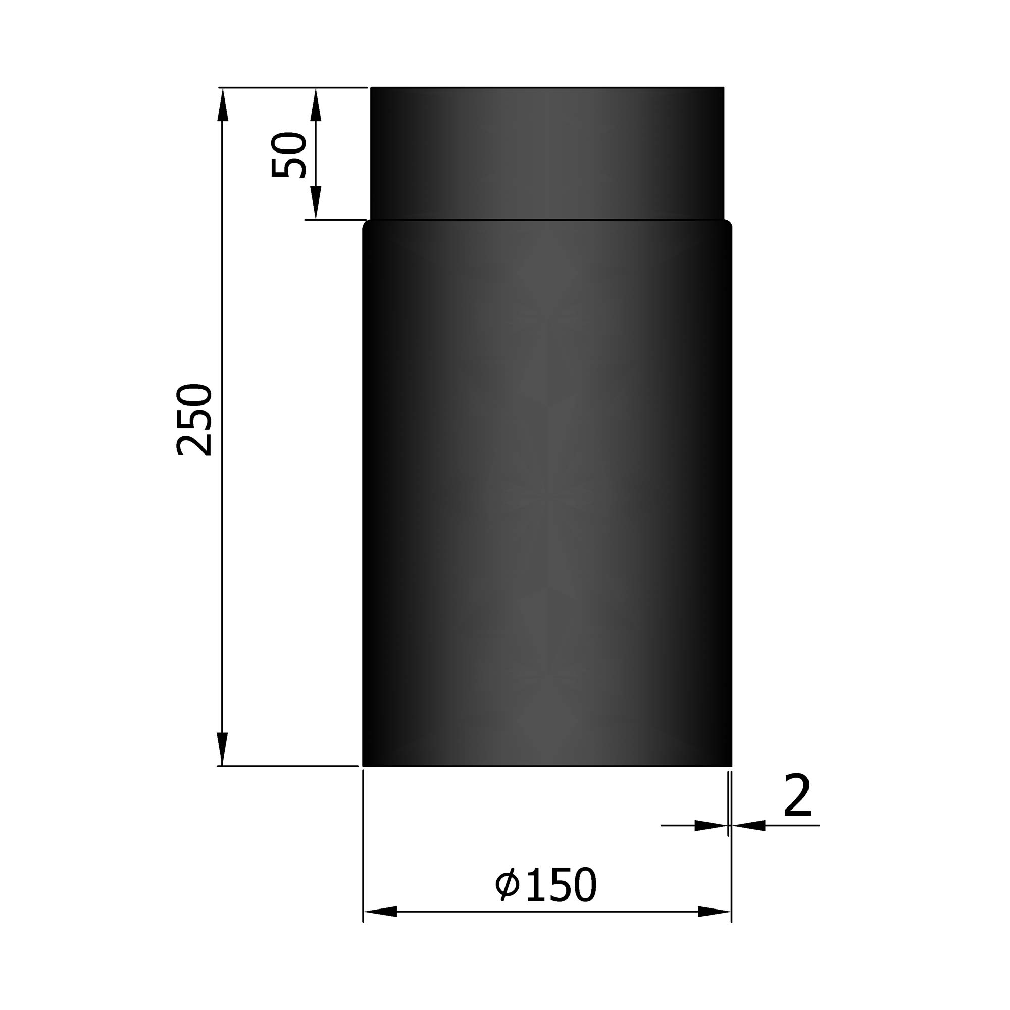 Rauchrohr 250 mm schwarz SM12-110.2
