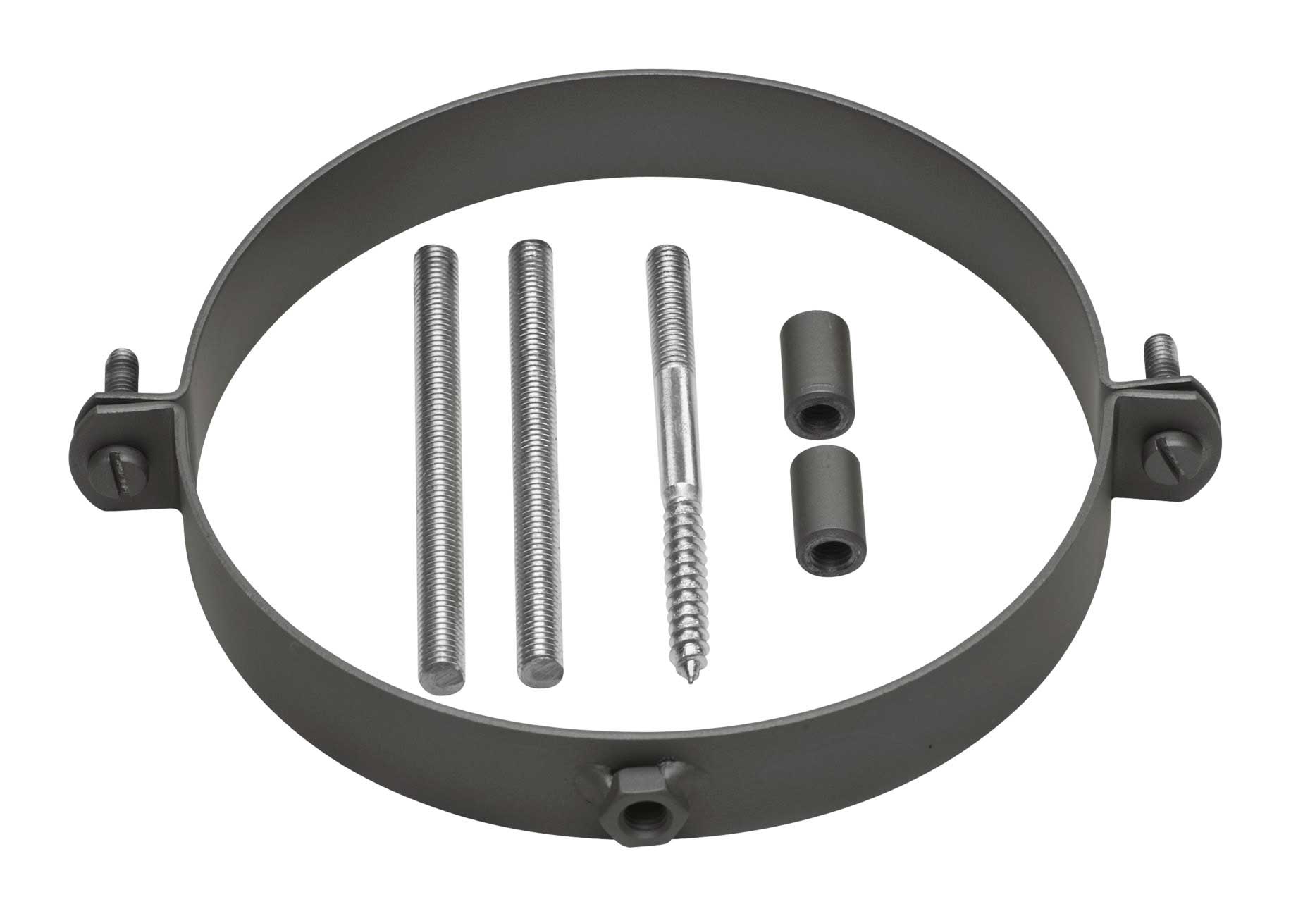 Halteschellen Set für Rauchrohr Stahl schwarz Halteschellen Set für Rauchrohr Stahl schwarz