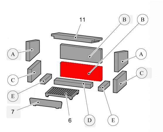 Haas+Sohn Java II 204.14 Rückwandstein unten Feuerraumstein  Haas+Sohn Java II 204.14 Rückwandstein unten Feuerraumstein