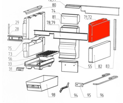 Wamsler K118 Zijsteen rechts boven B Wamsler K118 Zijsteen rechts boven B