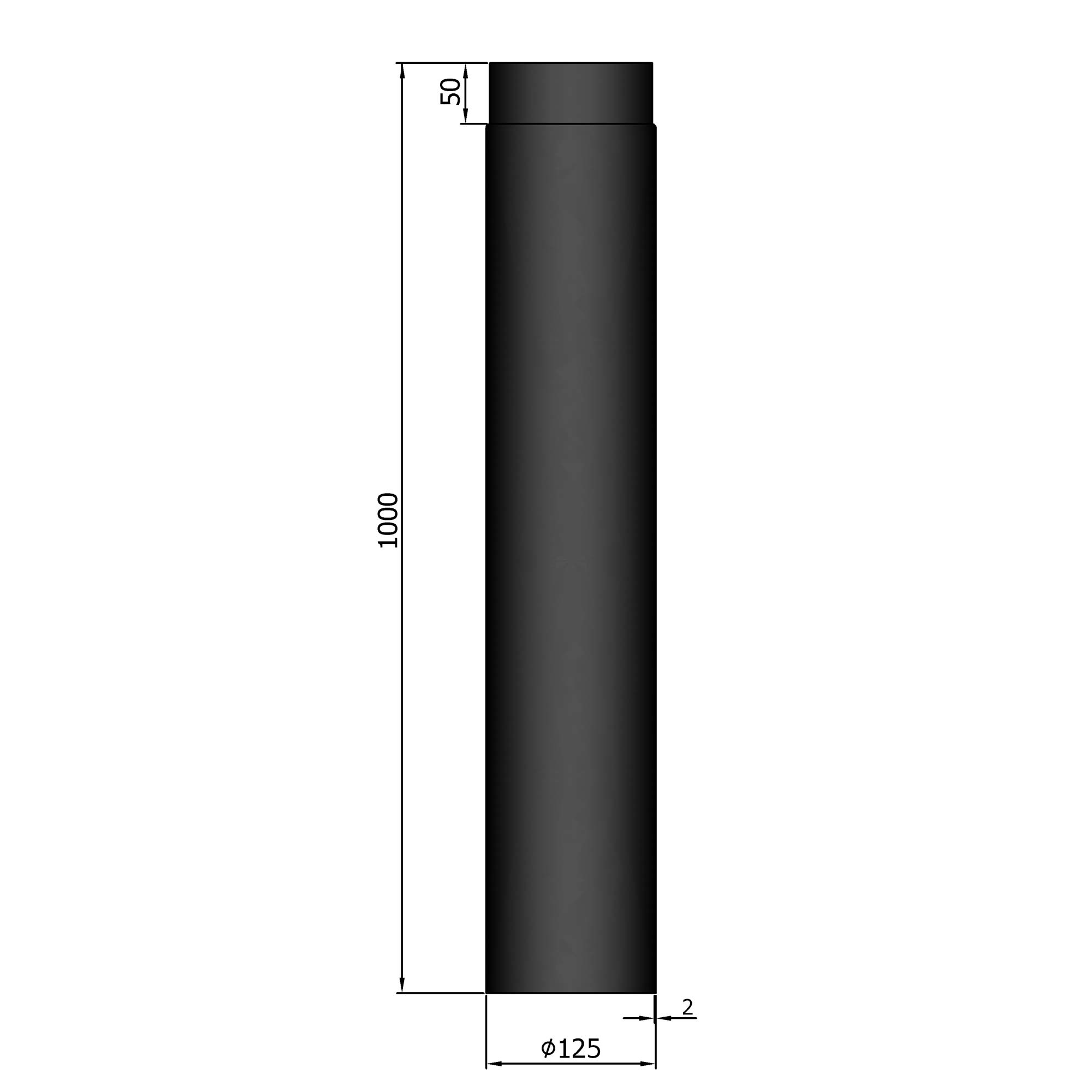 Rauchrohr Stahl 1000 mm schwarz SM12-150.1