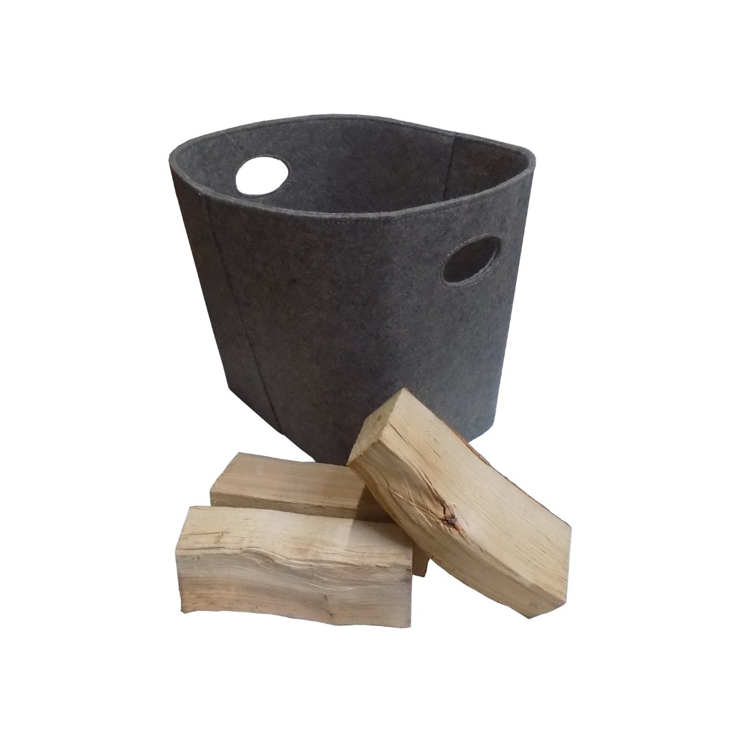 Holzkorb aus Filz, grau