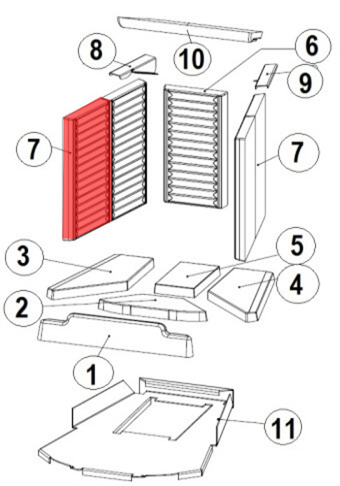 Austroflamm Kadmus 550/450 Seitenstein links vorne F Austroflamm Kadmus 550/450 Seitenstein links vorne F