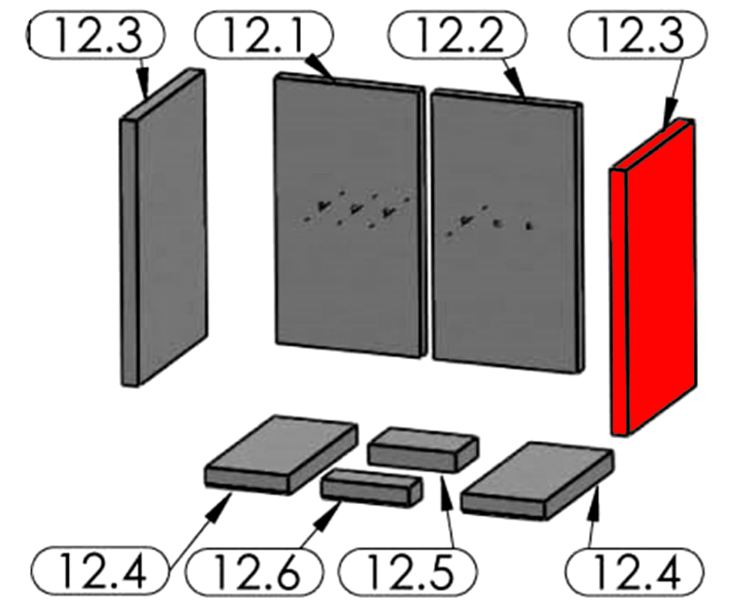 Oranier Belt Aqua Panorama Seitenstein rechts Brennraumstein Oranier Belt Aqua Panorama Seitenstein rechts Brennraumstein