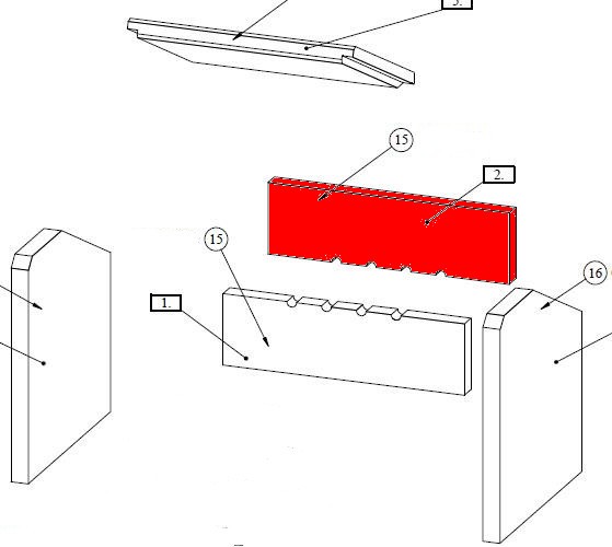 Fireplace Malibu pietra posteriore in alto B