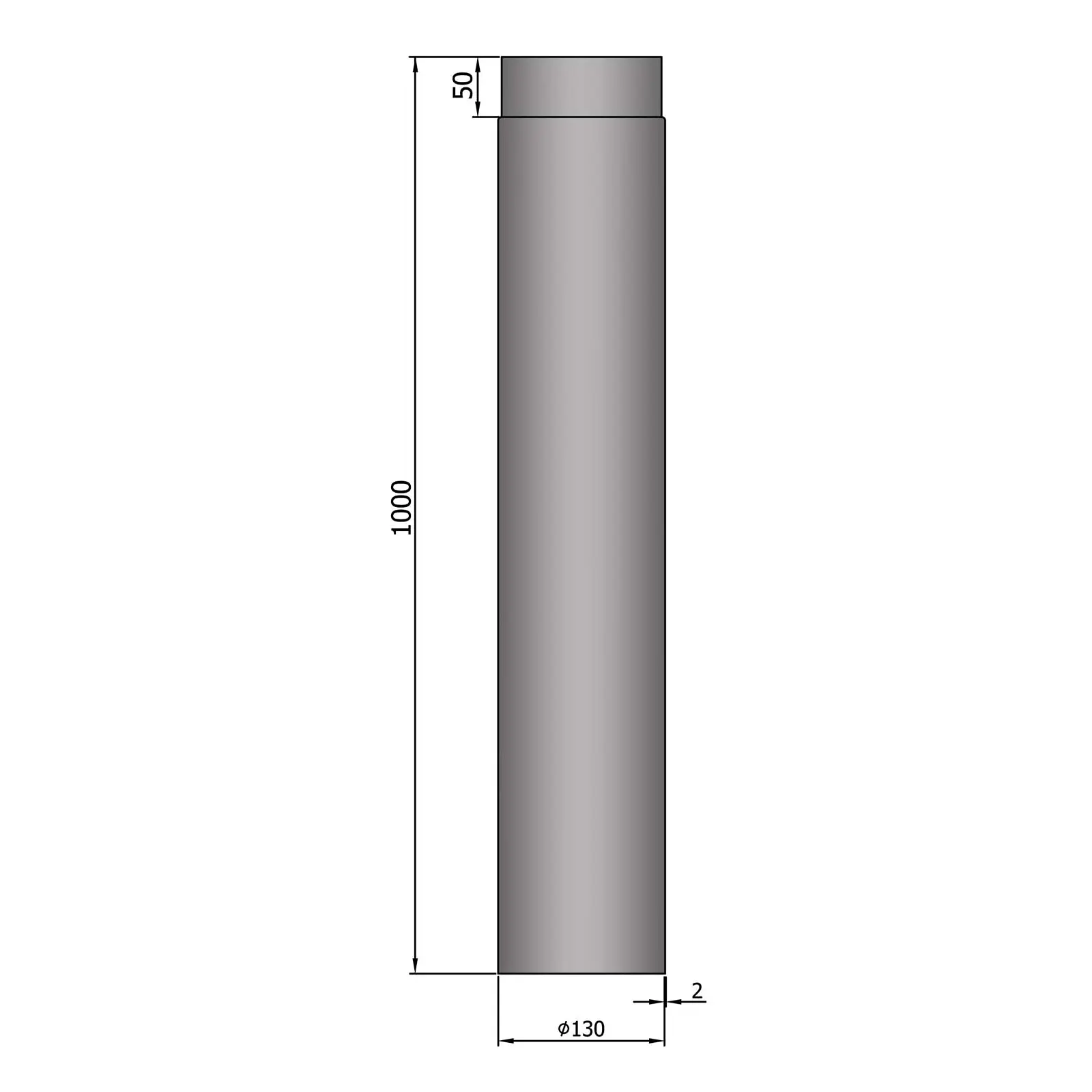 Rauchrohr Stahl 1000 mm hellgrau SM13-151