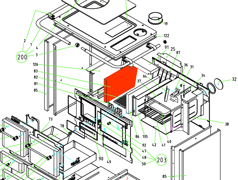 Wamsler K185F/A pietra laterale a destra A Wamsler K185F/A pietra laterale a destra A
