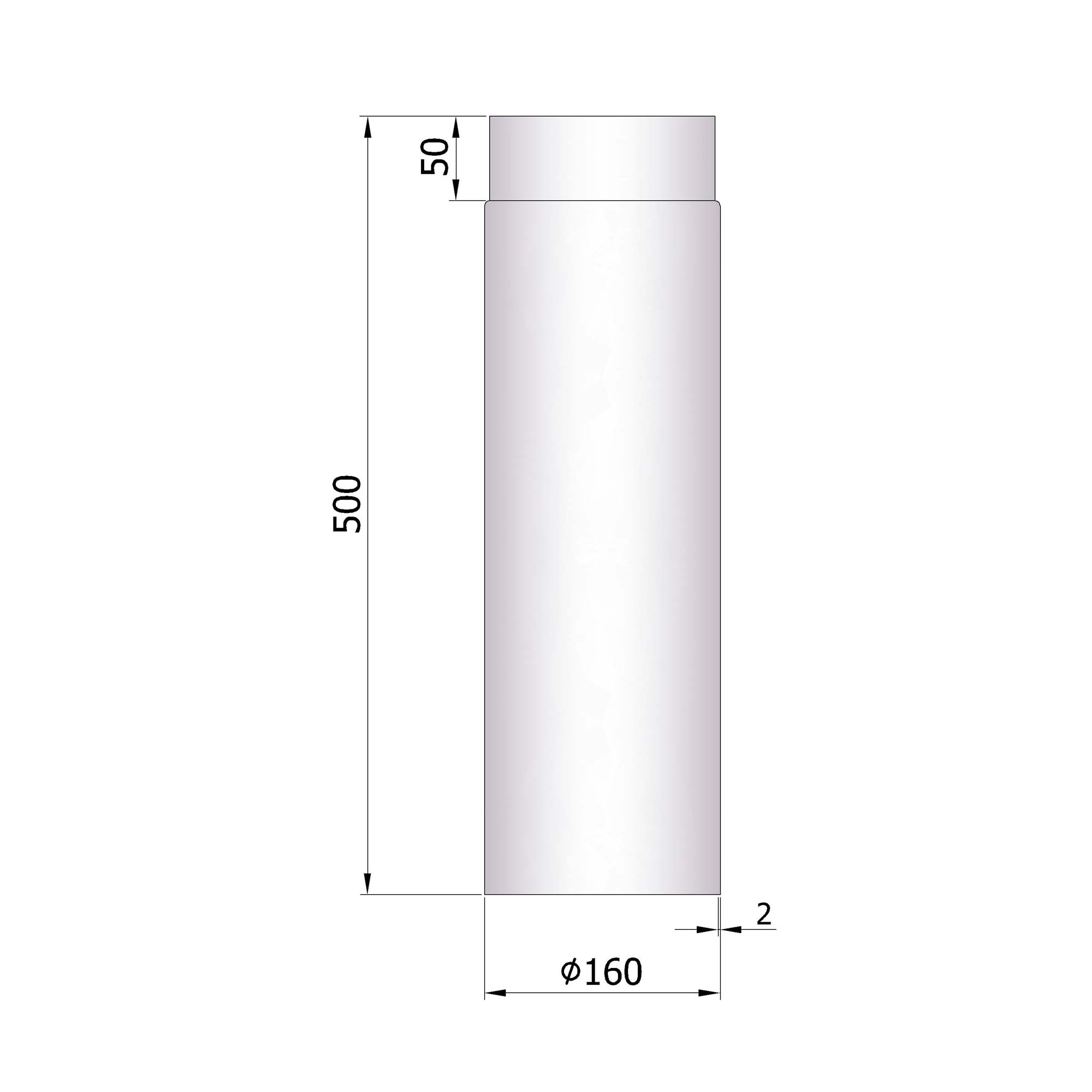 Rauchrohr Stahl 500 mm unlackiert SM26-130