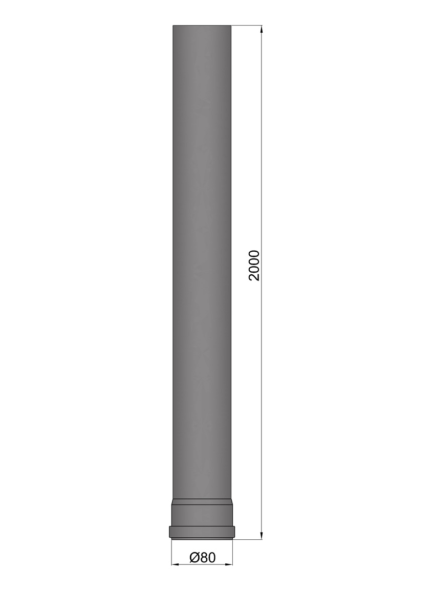 Pellet-Ofenrohr Stahl 2000 mm schwarz SM19-174