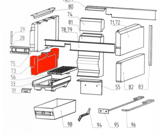 Wamsler K118 Zijsteen rechts onder Wamsler K118 Zijsteen rechts onder