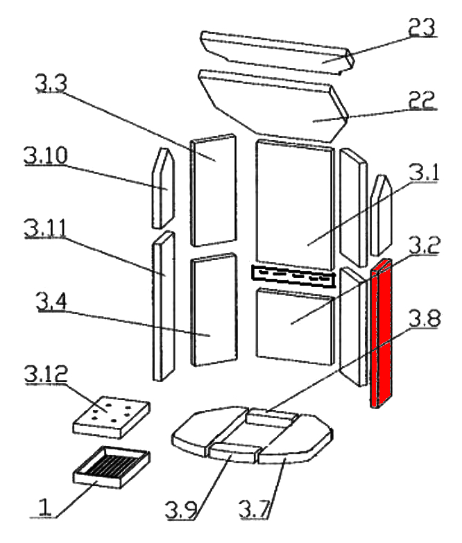 Oranier Arktis 8 Seitenstein rechts vorne unten C Explosionszeichnung Oranier Arktis 8 Seitenstein rechts vorne unten C Explosionszeichnung