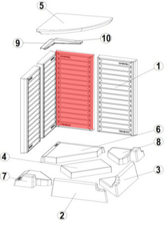 Austroflamm 55x55x51 K eck Achterste muur steen rechts Austroflamm 55x55x51 K eck Achterste muur steen rechts