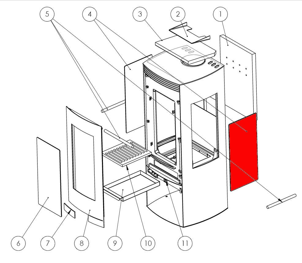 Panadero Alba vitre latérale droit