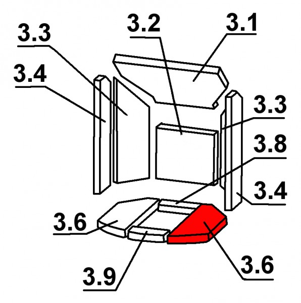 Oranier Arktis 8 Bodenstein rechts A Feuerraumstein Oranier Arktis 8 Bodenstein rechts A Feuerraumstein