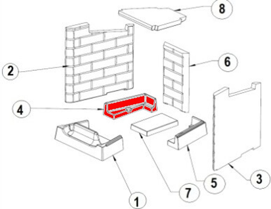 Austroflamm Ceres 450/510 cegła podłogowa z lewej strony D Austroflamm Ceres 450/510 cegła podłogowa z lewej strony D