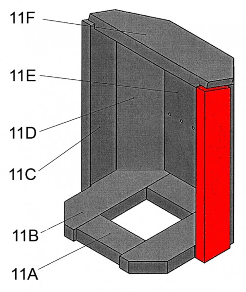 Justus Borkum Seitenstein rechts vorne A Feuerraumstein Justus Borkum Seitenstein rechts vorne A Feuerraumstein