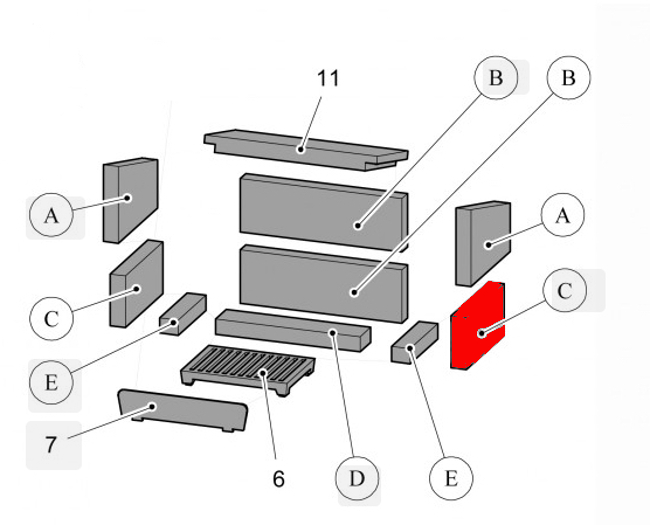 Haas+Sohn Java II 204.14 Seitenstein rechts unten Feuerraumstein Haas+Sohn Java II 204.14 Seitenstein rechts unten Feuerraumstein