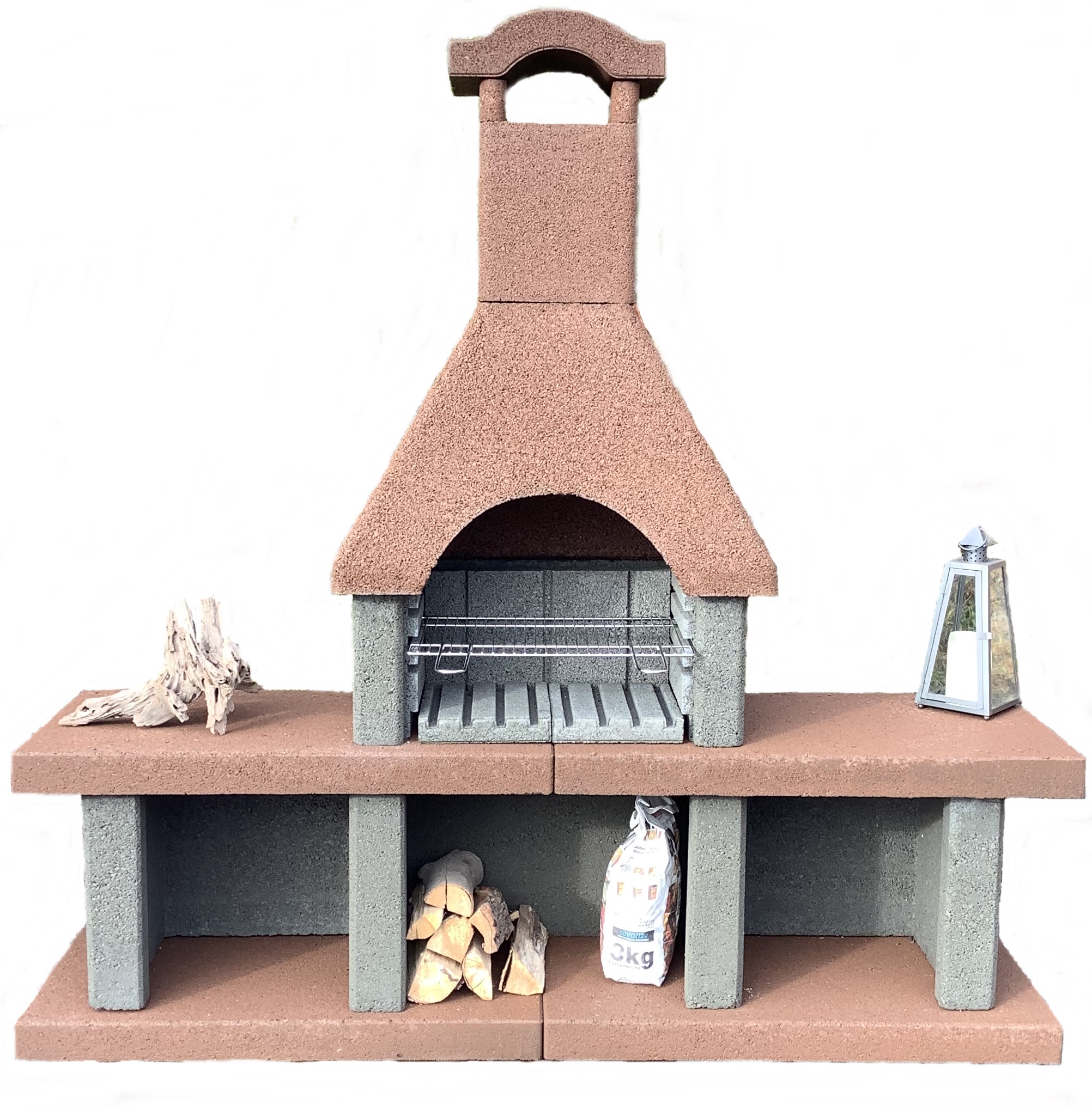 Grillkamin Betowa Westerland rotbraun mit 2 Ablagen