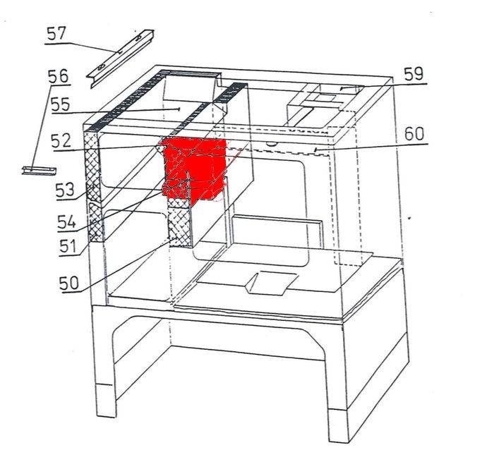 Wamsler K126 Achterste muur steen onder A Wamsler K126 Achterste muur steen onder A
