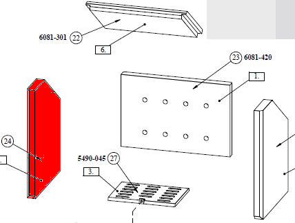 Fireplace Madrid Sp Seitenstein links Explosionszeichnung Fireplace Madrid Sp Seitenstein links Explosionszeichnung