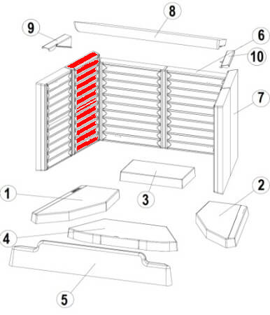 Austroflamm 75x57 K Seitenstein links hinten Keramikstein Austroflamm 75x57 K Seitenstein links hinten Keramikstein
